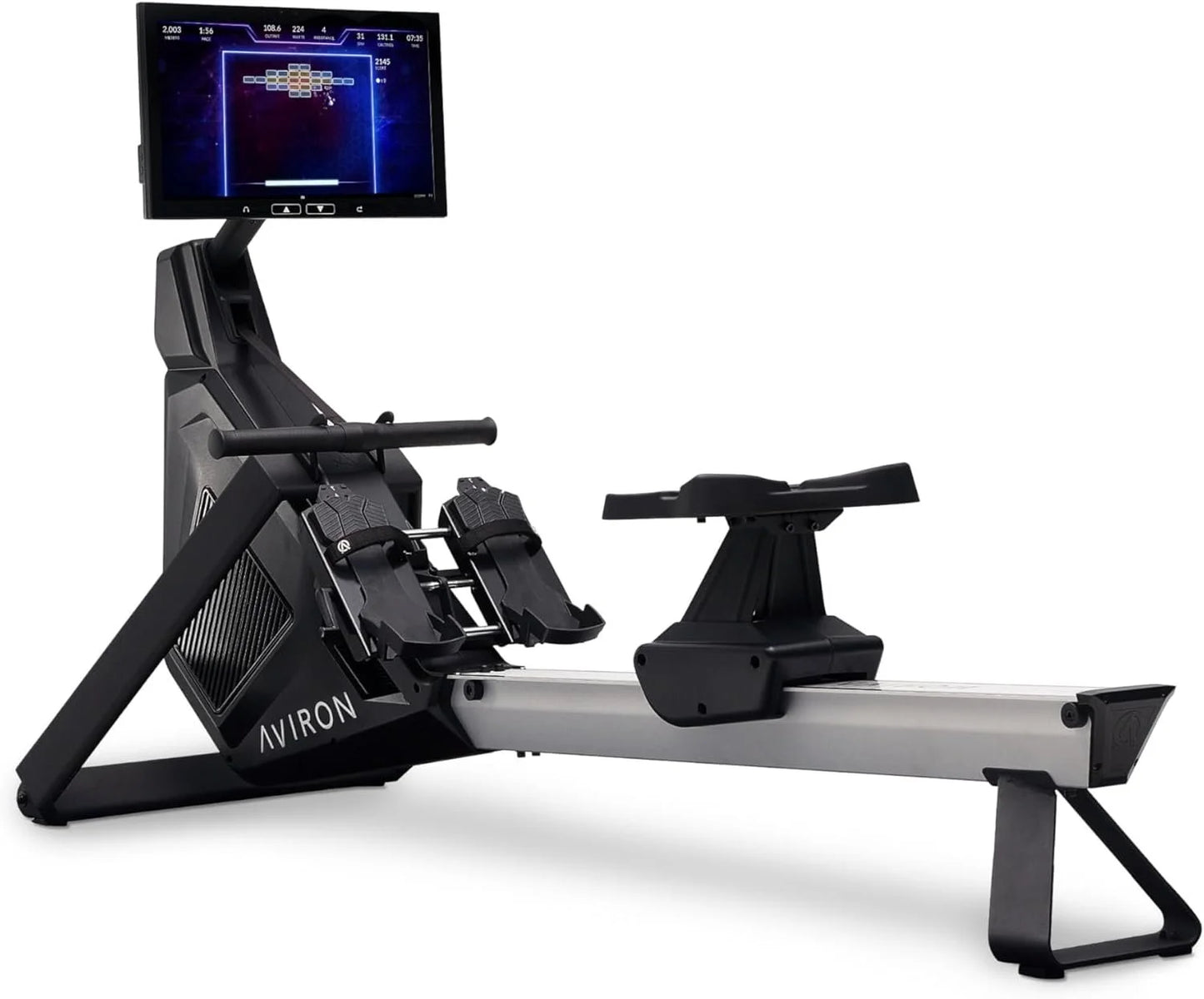 Aviron Strong Series Rower: 22″ HD Touchscreen, Dual Air & Magnetic Resistances up to 100 lbs. Game-Based Workouts, Streaming, Compact Designs