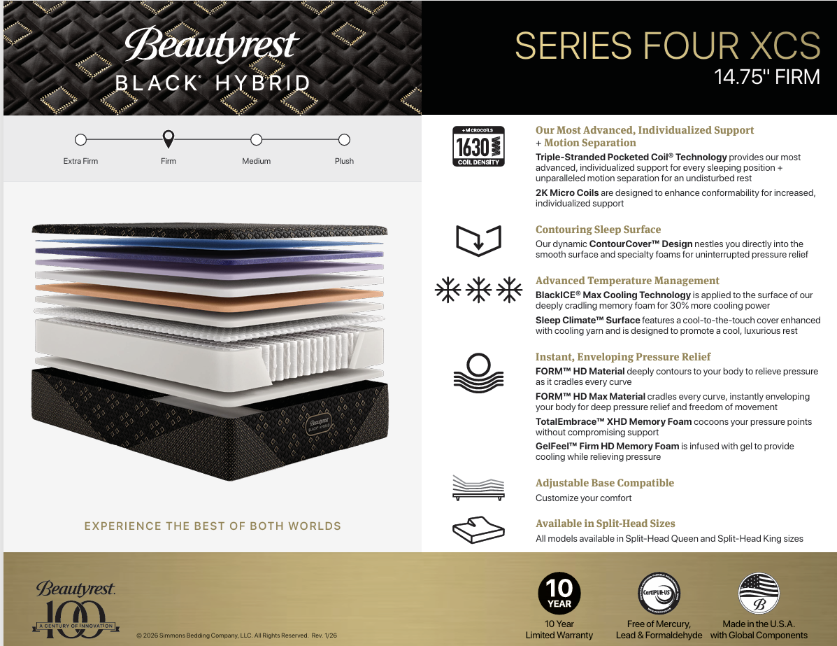 Beautyrest Black XCS Series Four Firm Hybrid Mattress