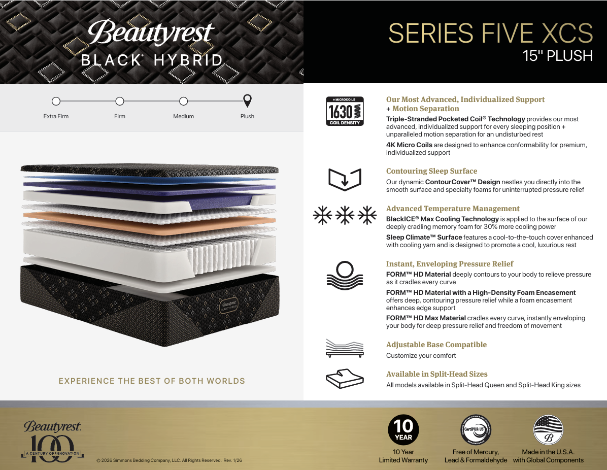 Beautyrest Black XCS Series Five Plush Hybrid Mattress