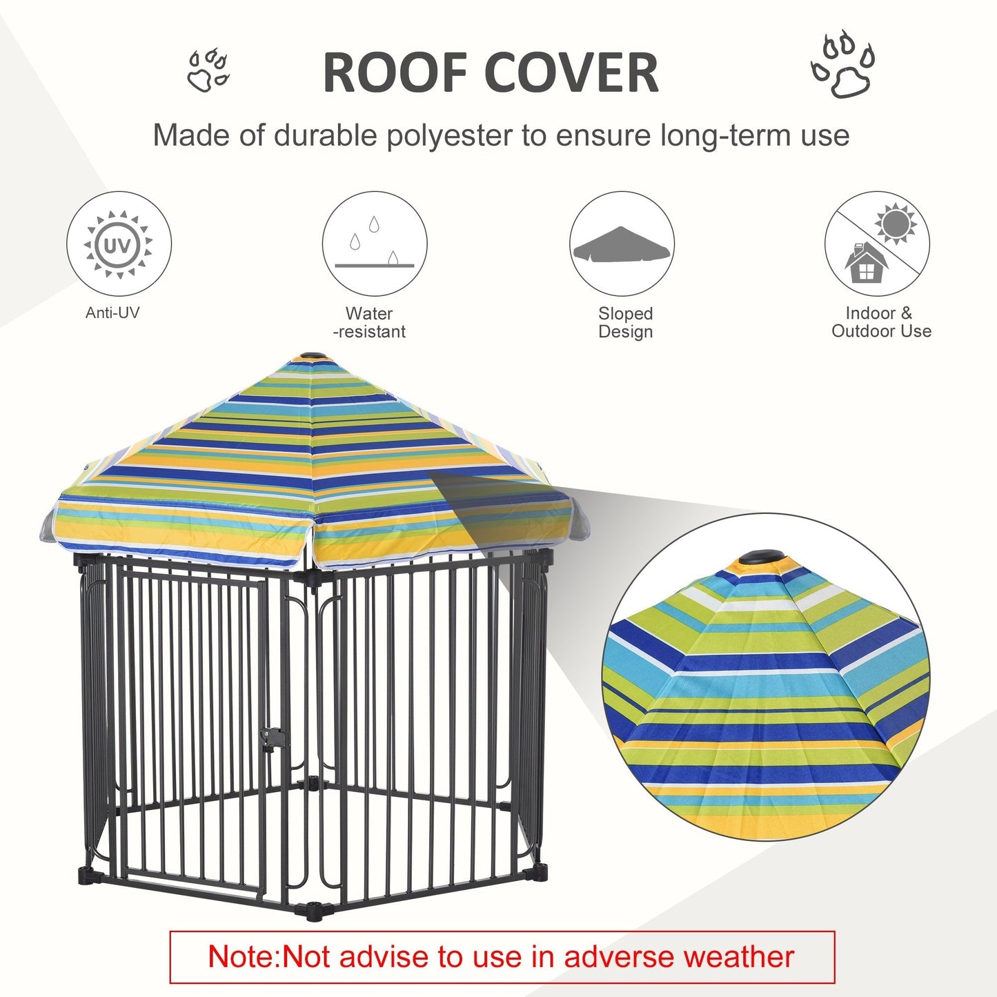 47" Heavy-duty Pet Playpen Kennel with Door & Removable Cover 6 Panels Freestanding Puppy Crate Fence for Small Medium Sized Dogs