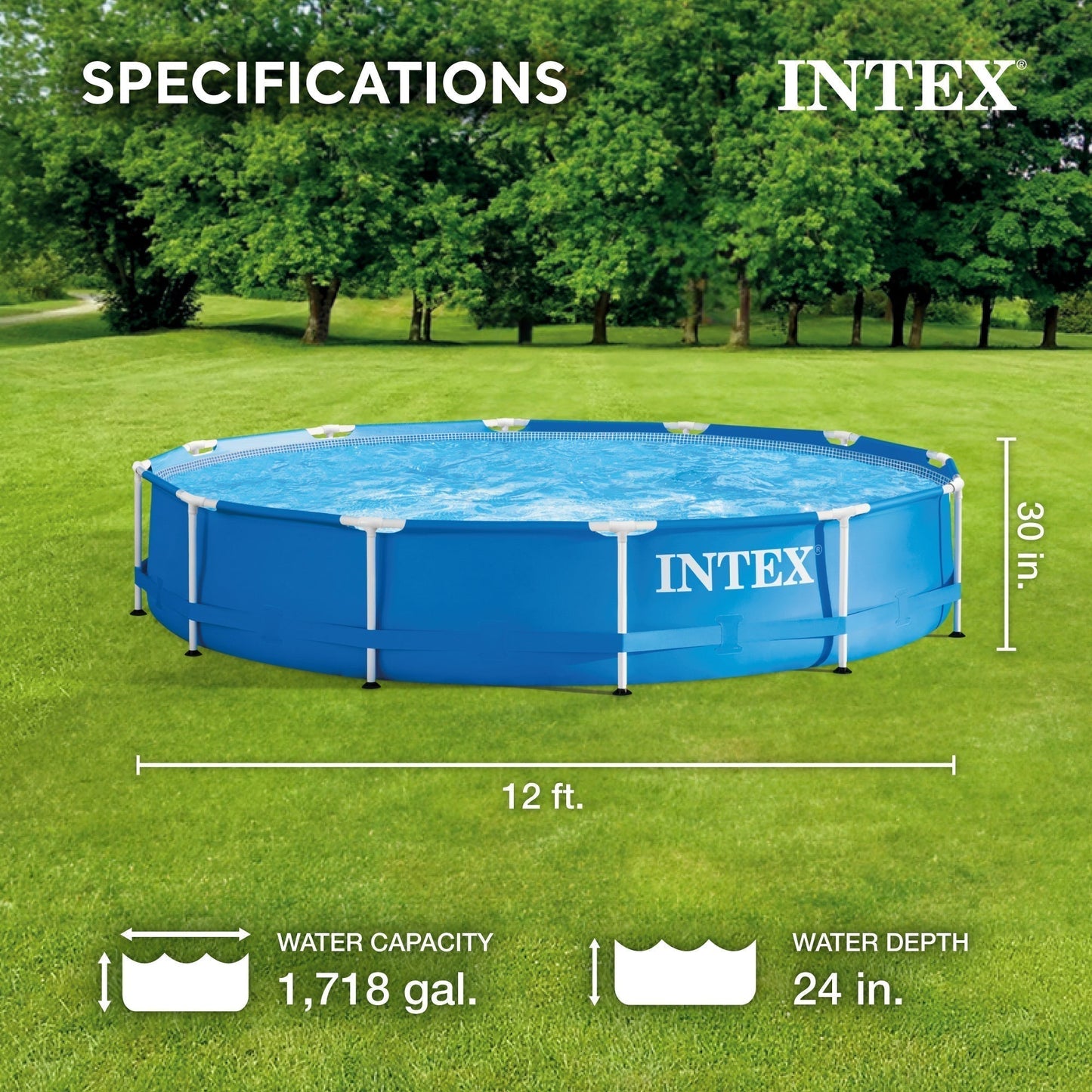 Intex 12 x 2.5 Foot Metal Frame Above Ground Pool with Filter and Accessories image 1