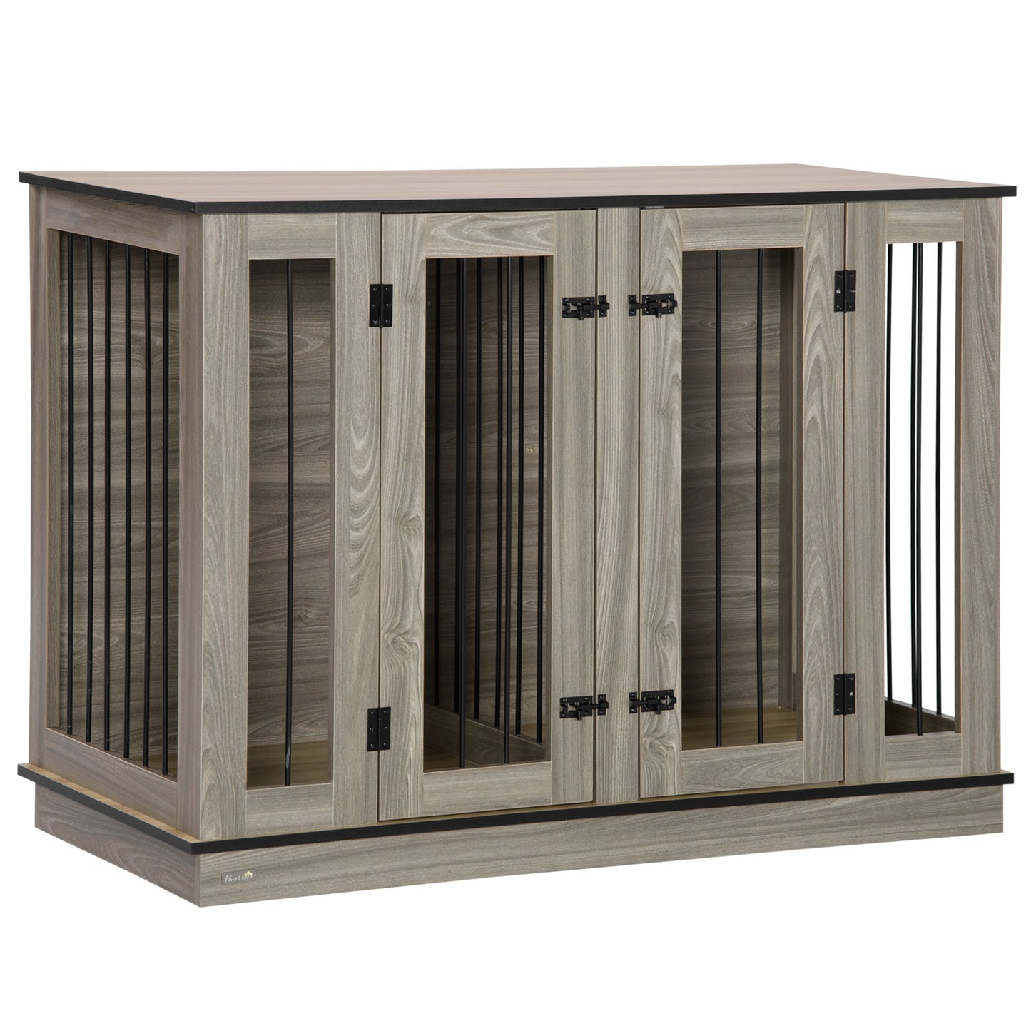 Dog Crate Furniture with Divider Panel, Dog Kennel End Table for Large Dogs, Decorative Pet House with Two Rooms Design, for 2 Small Dogs
