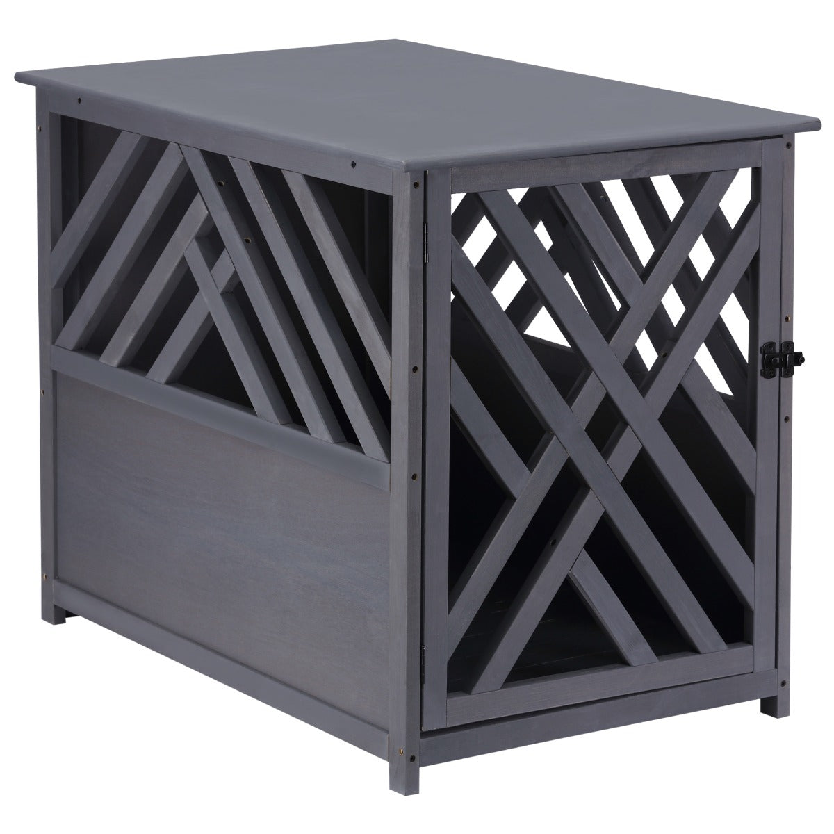 Wood Dog Crate Small Dog Cage Furniture Style Dog Kennel Lattice for Indoor Use with a Unique Slant Aesthetic Design