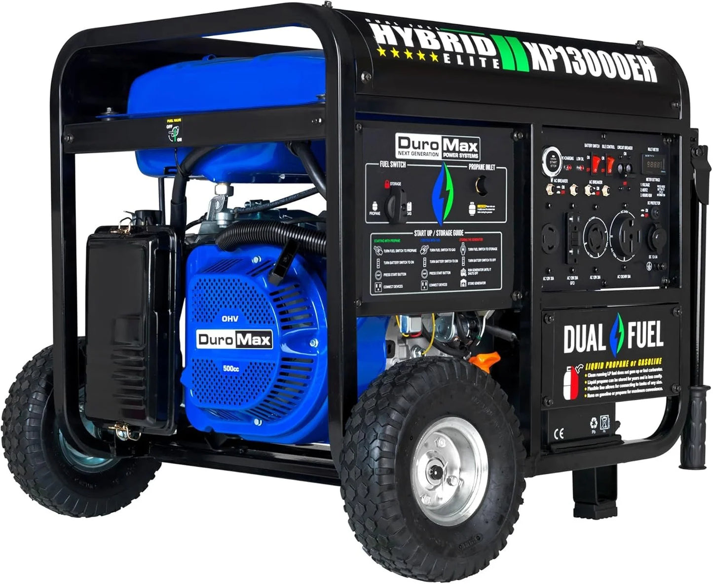 DuroMax XP13000EH 13,000 Watt Dual Fuel Portable Generators.