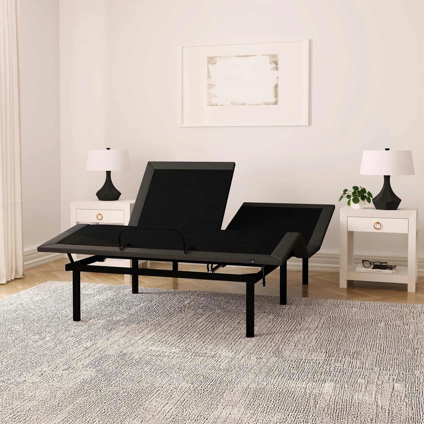 Rize Split Head Adjustable Bed Base - Dual Foot Positioning - 850 lb Capacity.