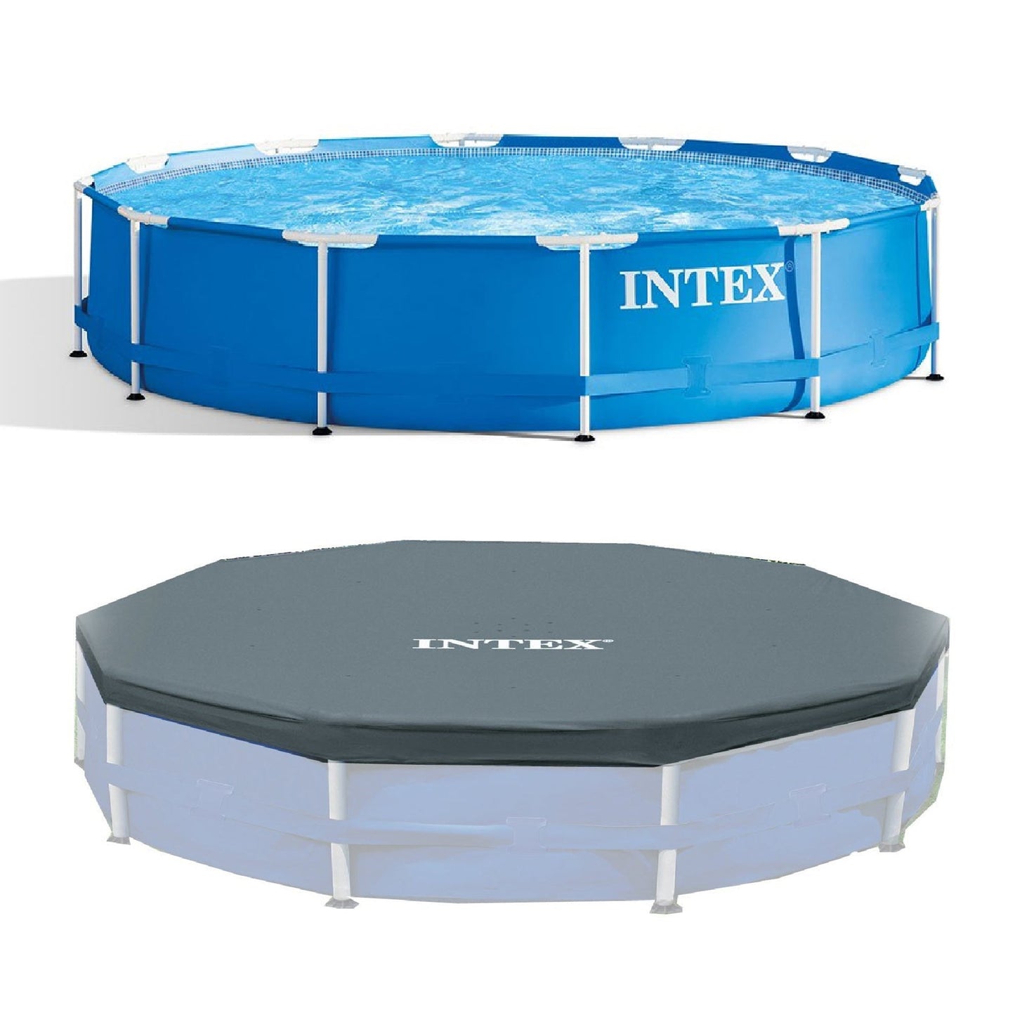 Intex 12 Foot x 30 In. Above Ground Pool & Intex 12 Foot Round Pool Cover image 0