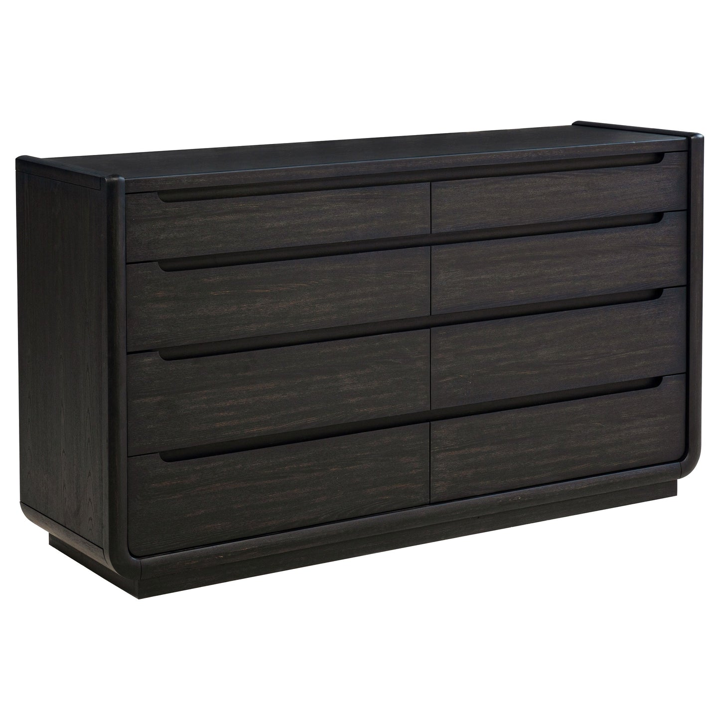Coaster Fine Furniture Leandro Burnished Black Bedroom Set with Cream Upholstered Wingback Bed