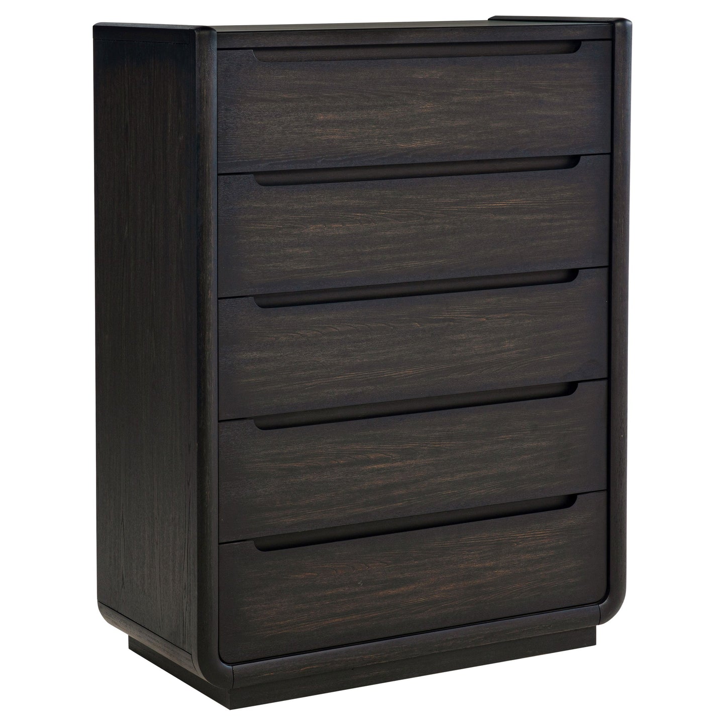 Coaster Fine Furniture Leandro Burnished Black Bedroom Set with Cream Upholstered Wingback Bed