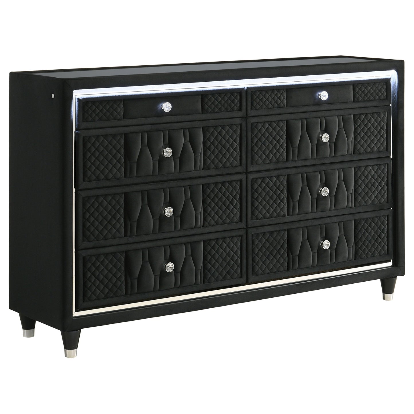 Coaster Fine Furniture Lorient Velvet Bedroom Set with LED Lighting and USB Charging