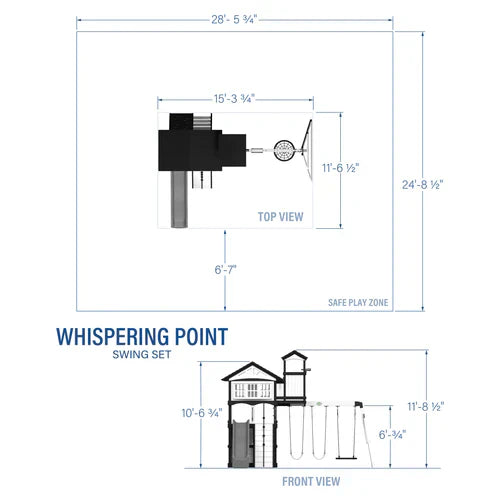 Whispering Point Outdoor Wooden Swing Set with Shipping Assembly Included