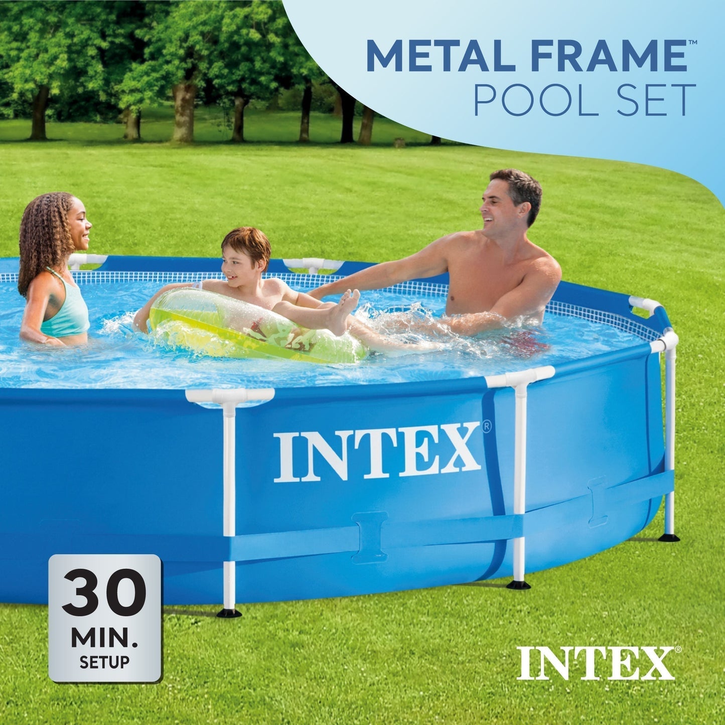 Intex 12' x 30" Metal Frame Above Ground Swimming Pool with Filter and Cover image 1