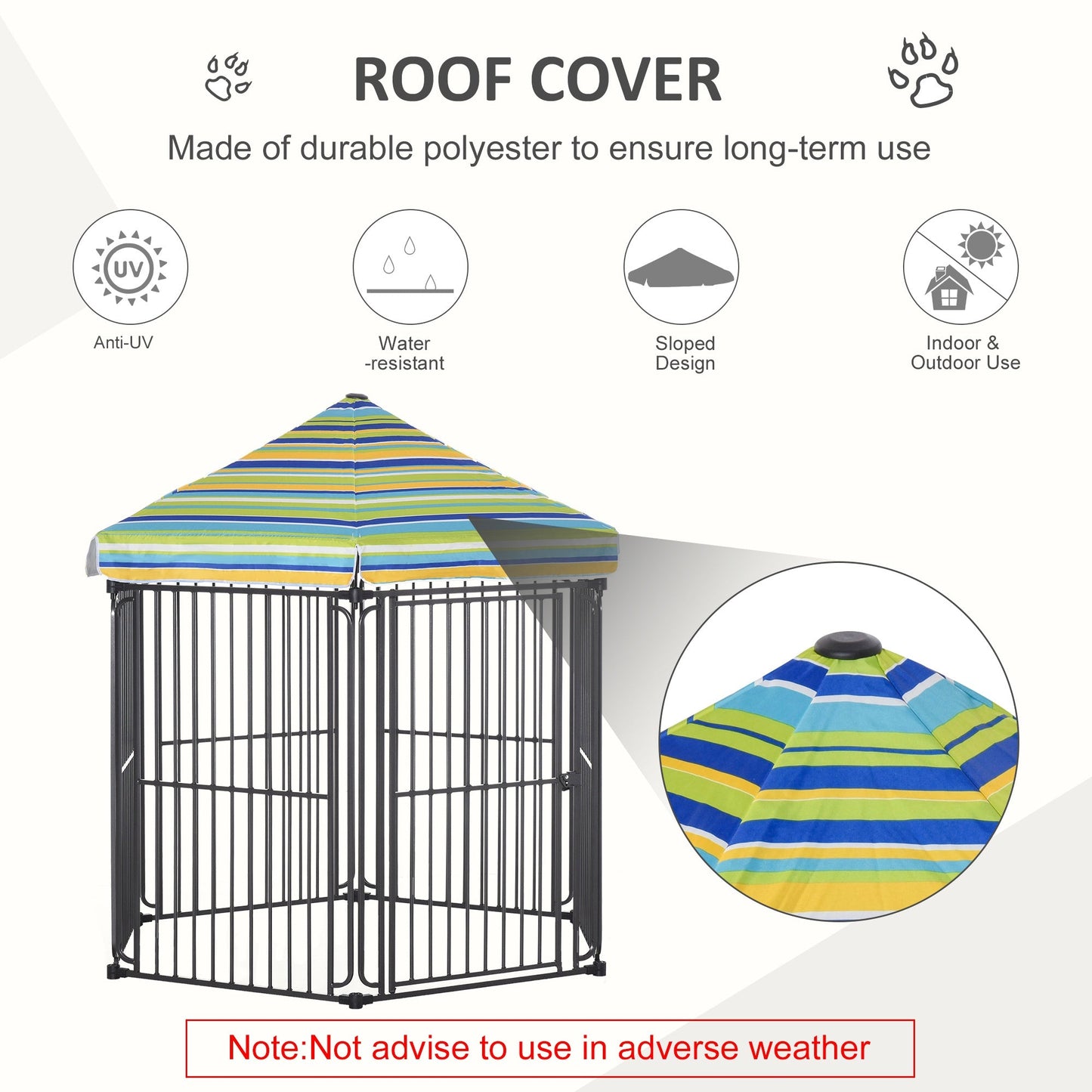 60" x 52" Heavy-Duty Outdoor Pet Cage Kennel with Weather-Resistant Polyester Roof, Locking Door, & Metal Frame