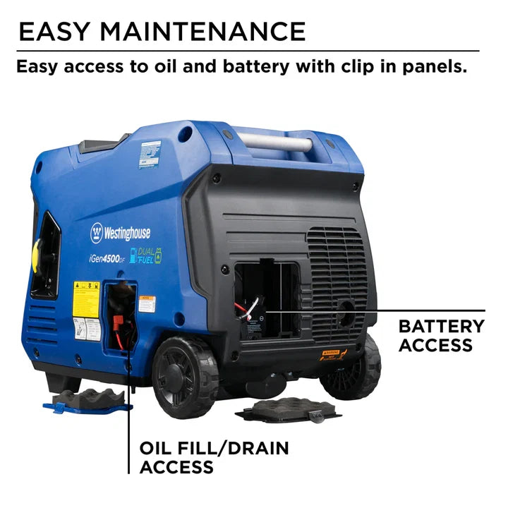 Westinghouse iGen4500DF 3700W Dual Fuel Portable Inverter Generators.