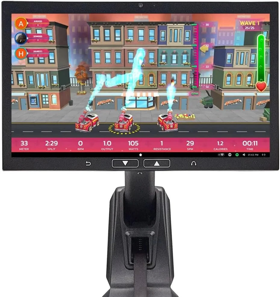 Aviron Strong Series Rower: 22″ HD Touchscreen, Dual Air &amp; Magnetic Resistances up to 100 lbs. Game-Based Workouts, Streaming, Compact Designs