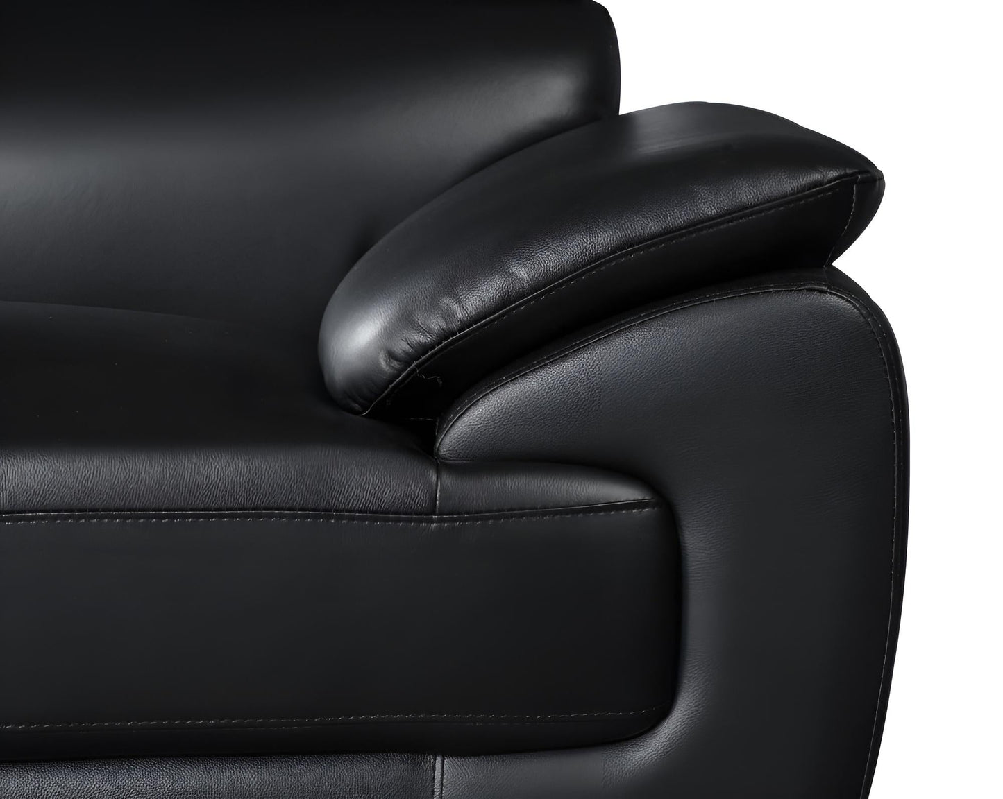 The Nightfall – Black Genuine Leather Sofa with Silver Legs