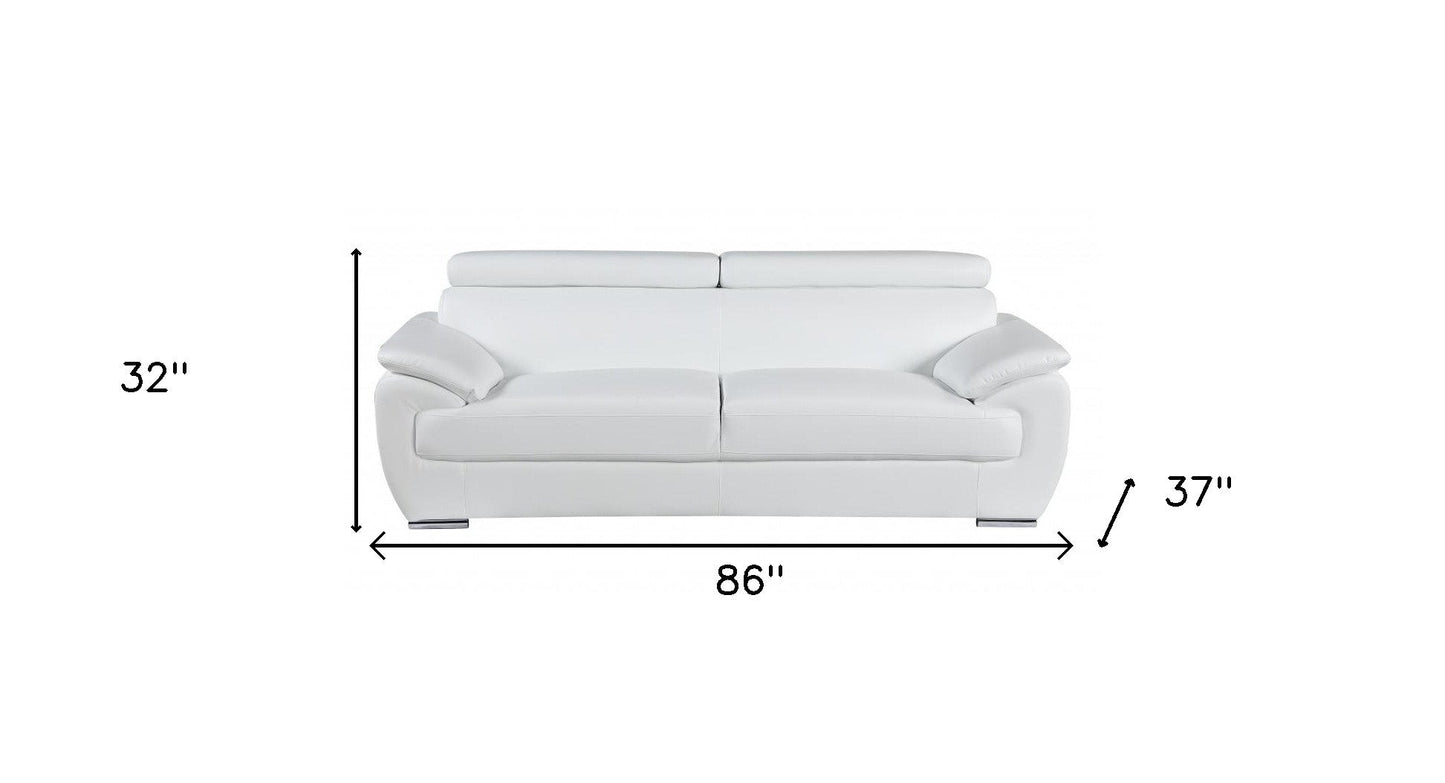 Sterling Leather Sofa – White