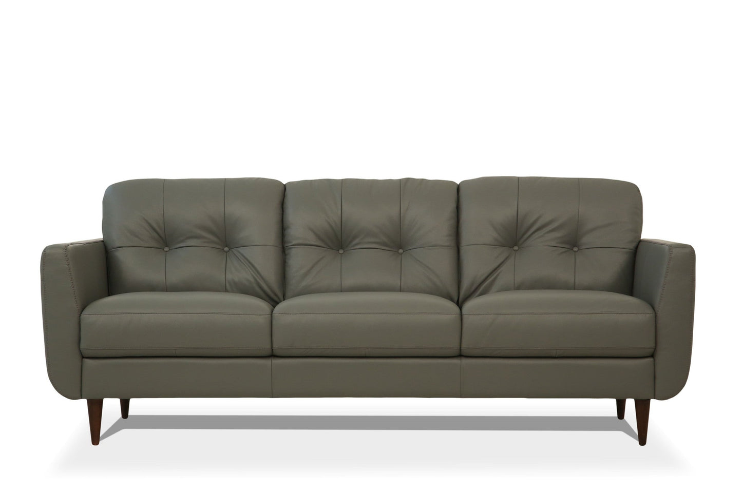 The Rowan – Green Leather Sofa with Black Legs