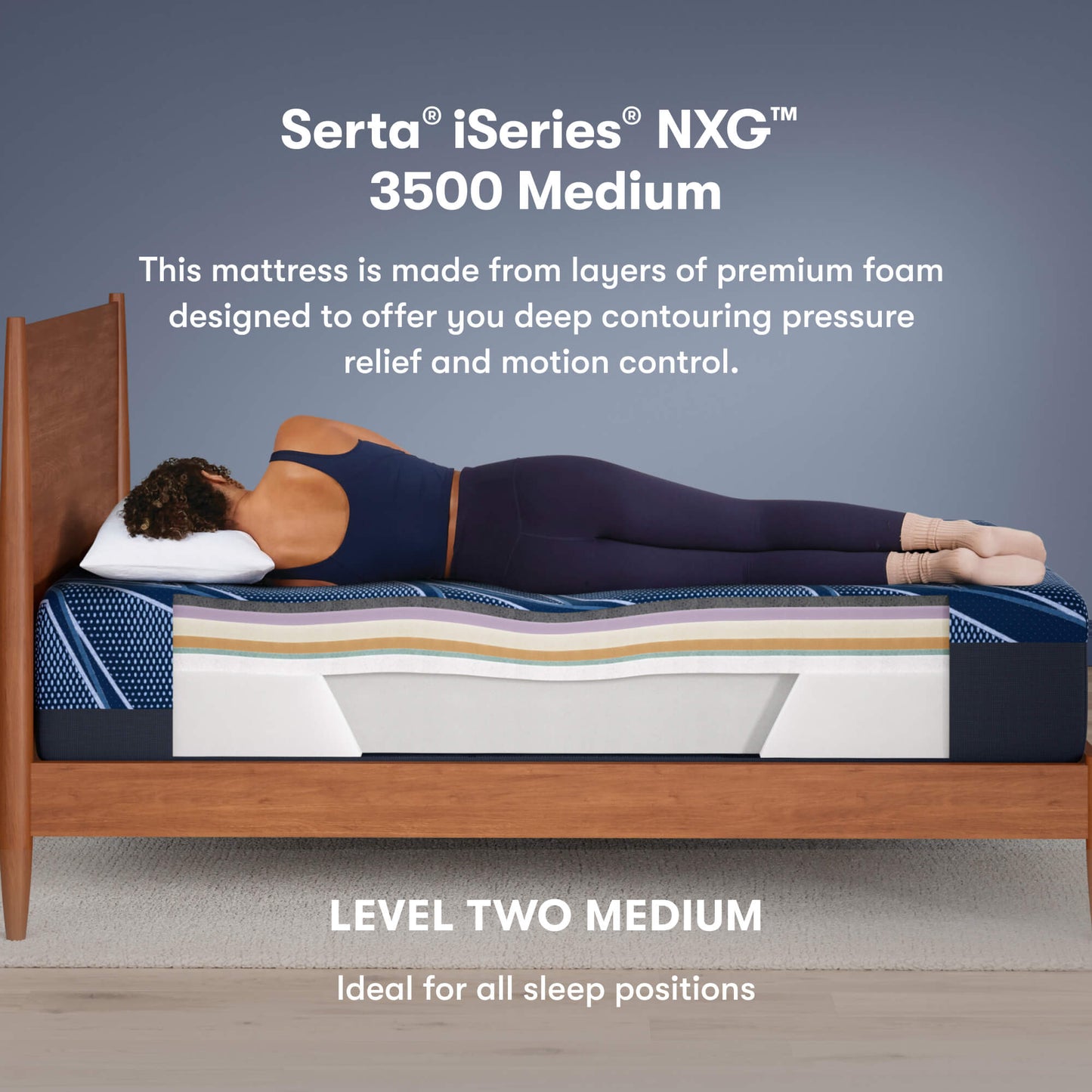 Serta iSeries NXG 3500 Medium Mattress - Balanced Cooling Foam Support for All Sleep Positions