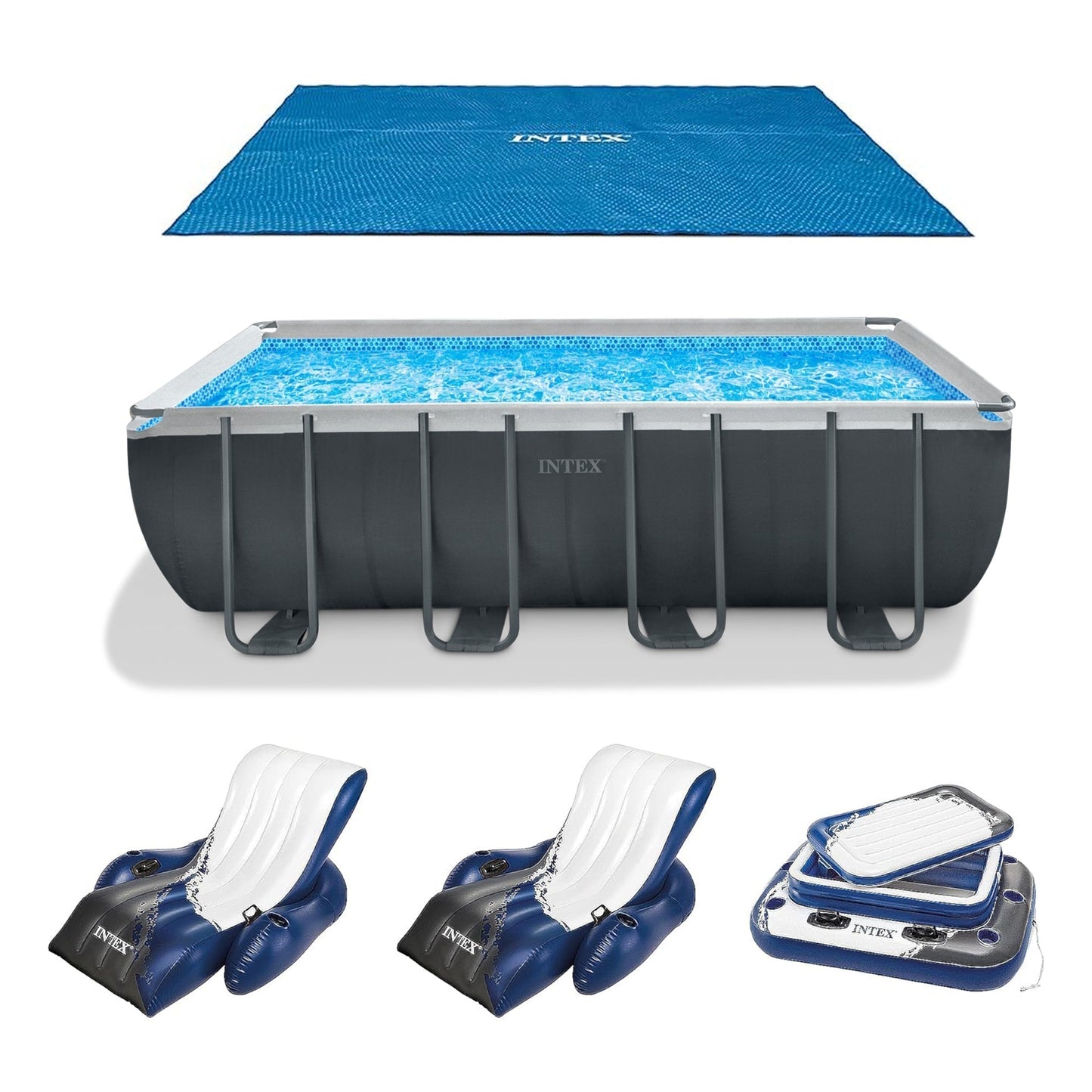 INTEX 18' x 9' x 53" Ultra XTR Frame Pool, Cover, Cooler, and Float (2 Pack) image 0