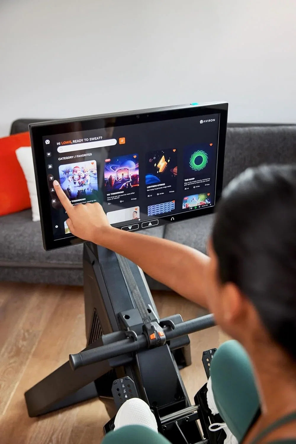 Aviron Strong Series Rower: 22″ HD Touchscreen, Dual Air &amp; Magnetic Resistances up to 100 lbs. Game-Based Workouts, Streaming, Compact Designs