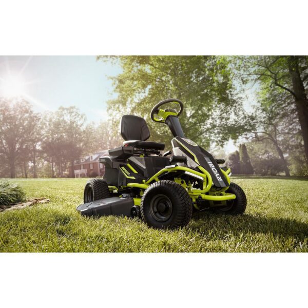 RYOBI 38 in. 100Ah Battery Electric Rear Engine Riding Lawn Mower and Bagging Kit