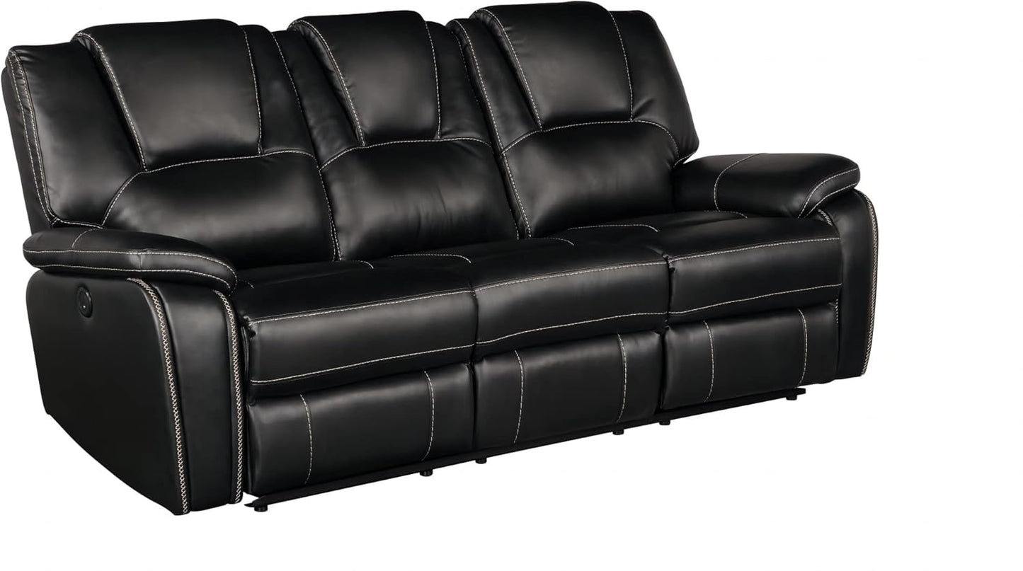 Bergenfield Furniture Manual Recliner Sofa Set Bonded Leather Reclining Loveseat Couch Living Room Black