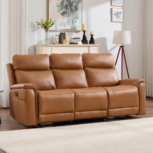 Bergenfield Furniture 3 Seater Recliner Sofa Manual Faux Leather Reclining Couch with Cup Holder