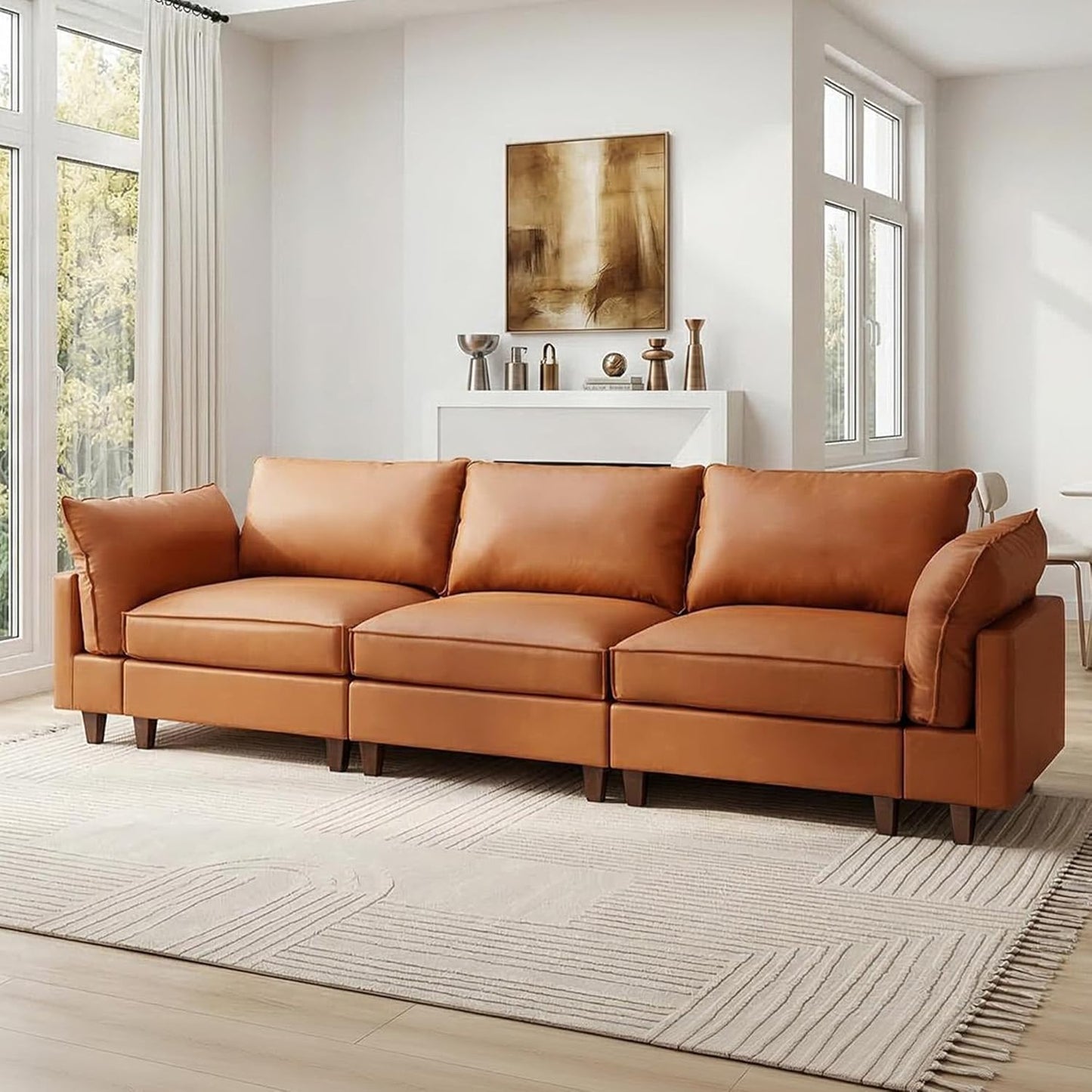 Bergenfield Furniture Modular Sectional Couch Oversized Cloud Couch 3 Seat L Shaped Sofa