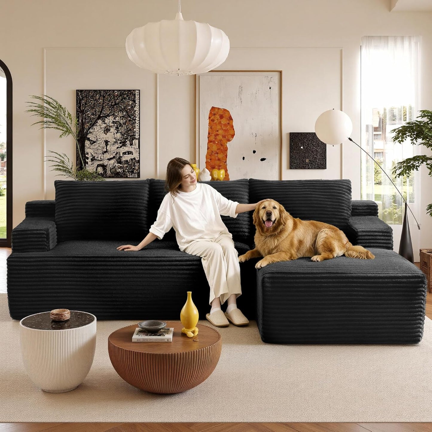 Bergenfield Furniture Sectional Couch Cloud Sofa L Shaped Upholstered Modular Sectional Couch with Chaise Boneless Modern Living Room Sofa