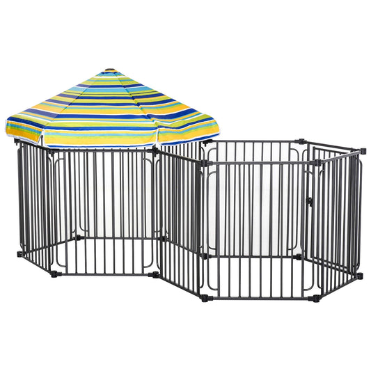 Dog Playpen with Door & Removable Cover for Small & Most Medium Sized Dogs Indoor & Outdoor Use, 47" H