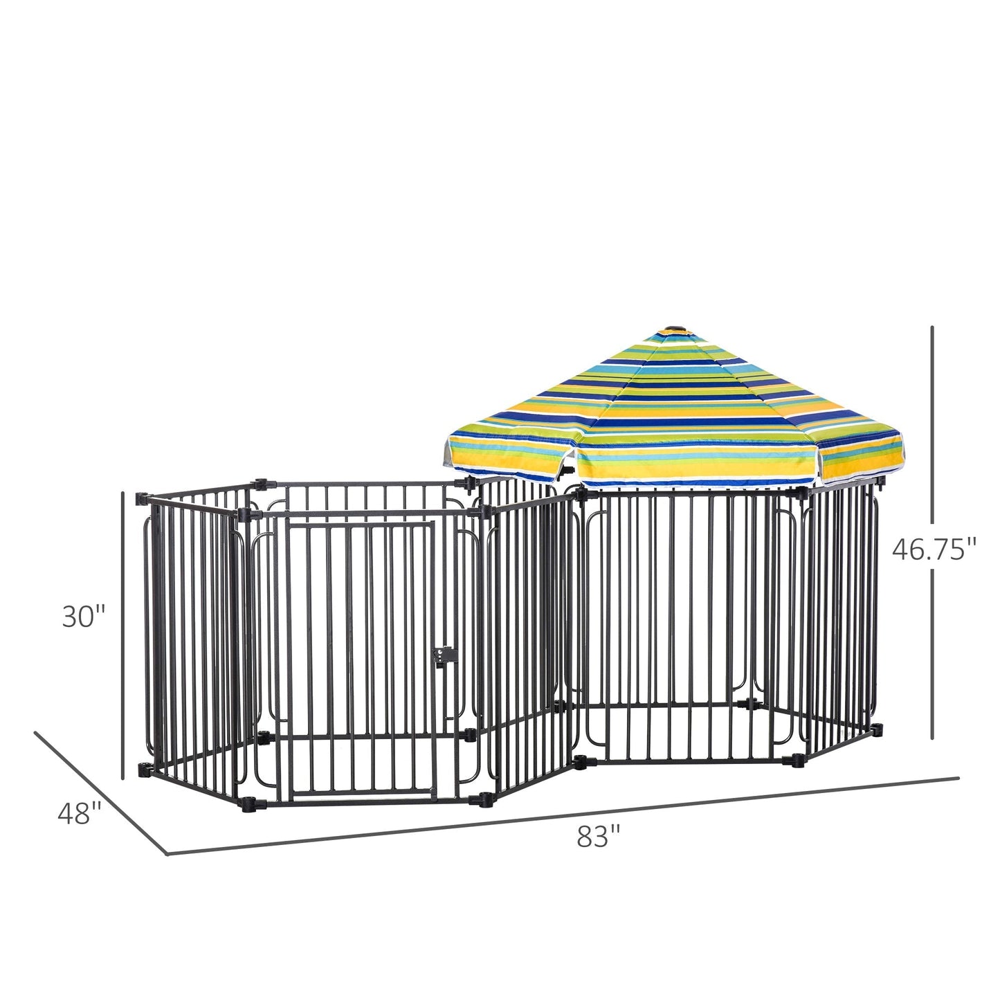 Dog Playpen with Door & Removable Cover for Small & Most Medium Sized Dogs Indoor & Outdoor Use, 47" H