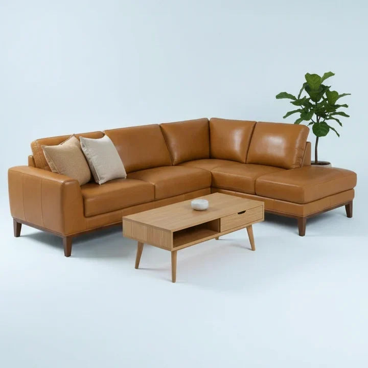 Benson Top-Grain Leather Sectional with Chaise