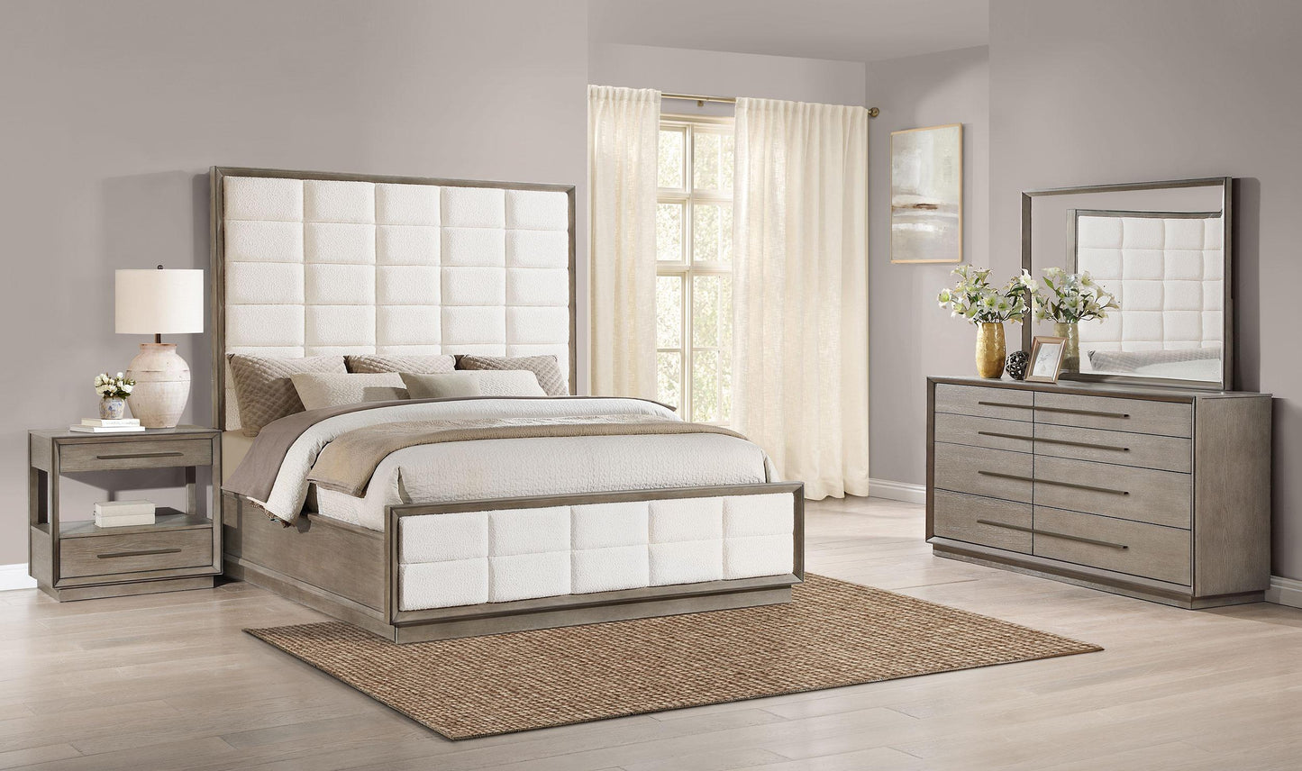 Coaster Fine Furniture Durango Bedroom Set – Grid-Tufted Velvet Headboard & Gold Hardware
