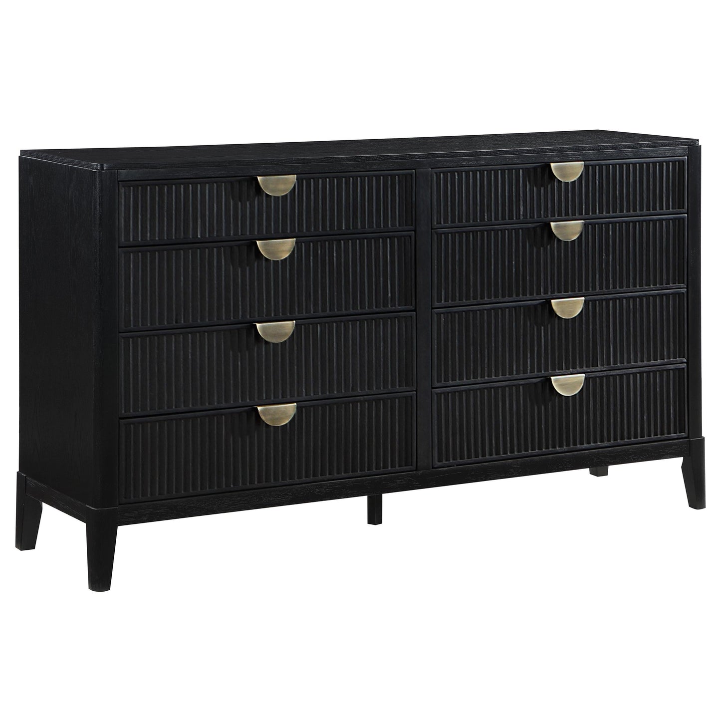 Coaster Fine Furniture Brookmead Modern Bedroom Furniture Set – Wire-Brushed Finish with Fluted Texturing, Golden Demi-Lune Handles, and English Dovetail Craftsmanship