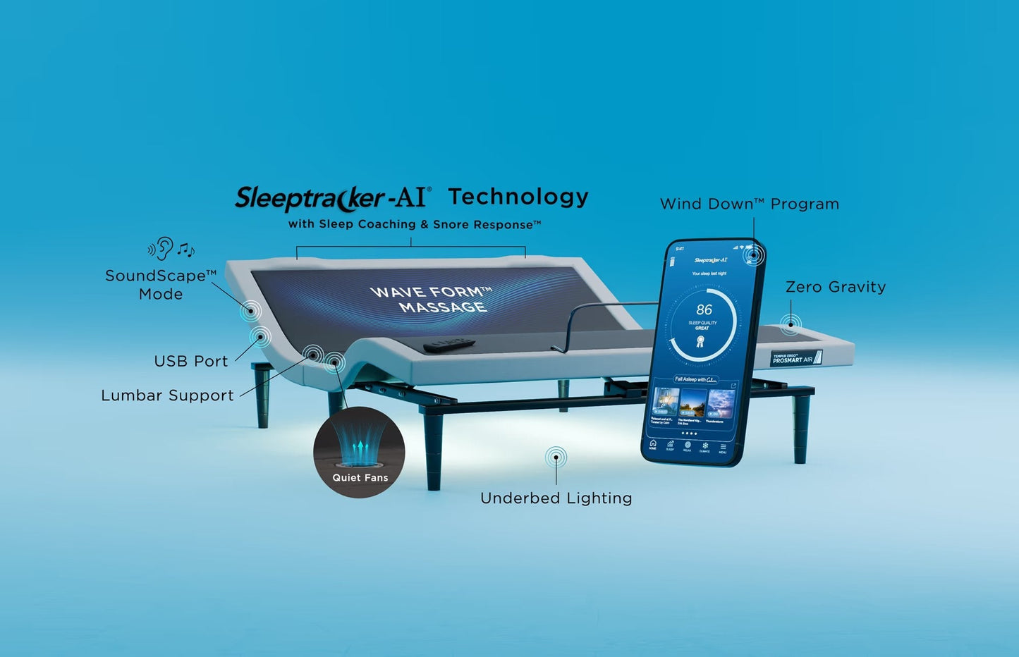 TEMPUR-ActiveBreeze® Smart Bed - Dual-Zone Climate Control Sleep System