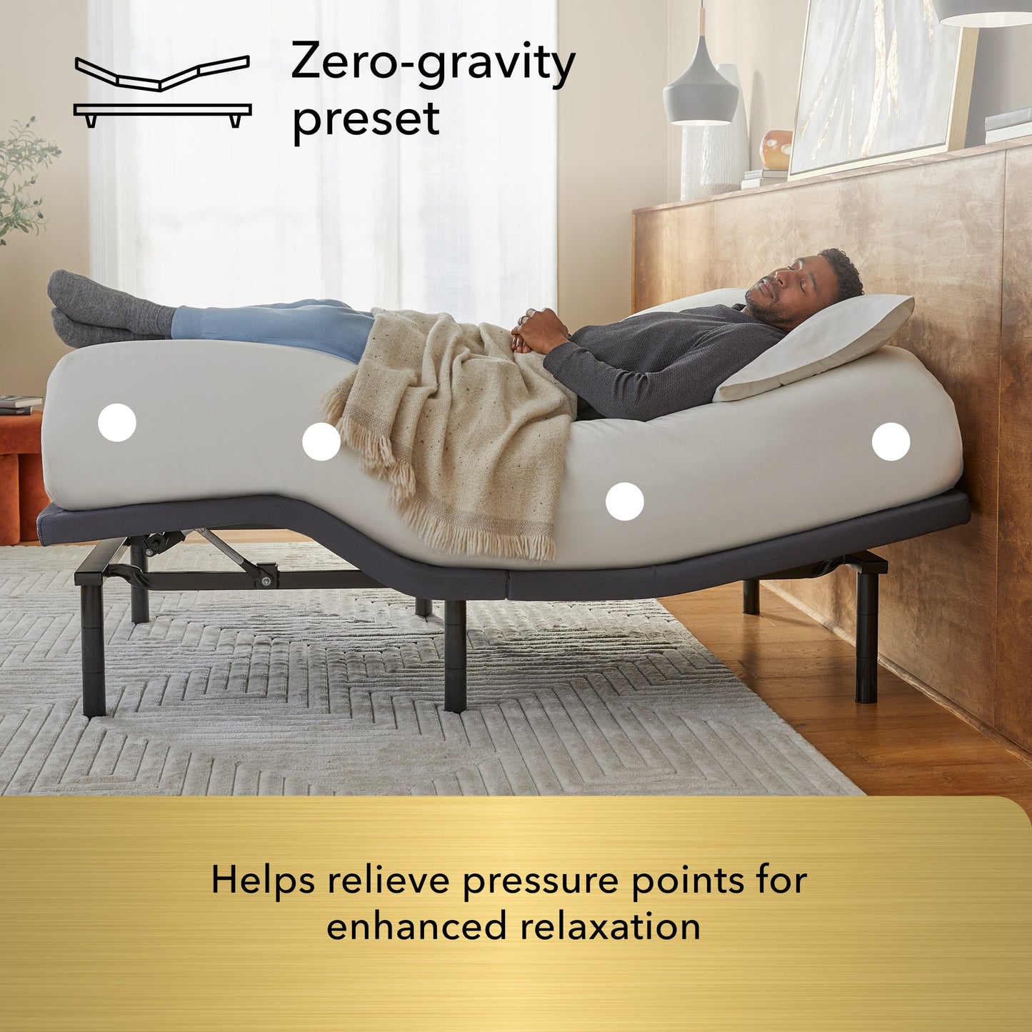 Serta baselogic™ Gold Head and Foot Adjustable Base with Massage & USB