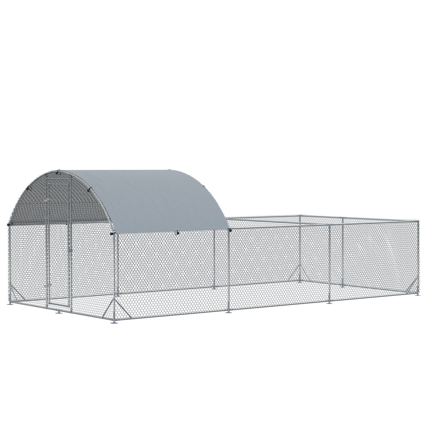 Metal Chicken Coop, Walkin Chicken Runs, Duck Rabbit Enclosure Pen, Outdoor Poultry Cage with Waterproof and Anti-UV Cover for Backyard, Farm, (1" Diameter, 18.7'L x 9.2'W x 6.4'H)