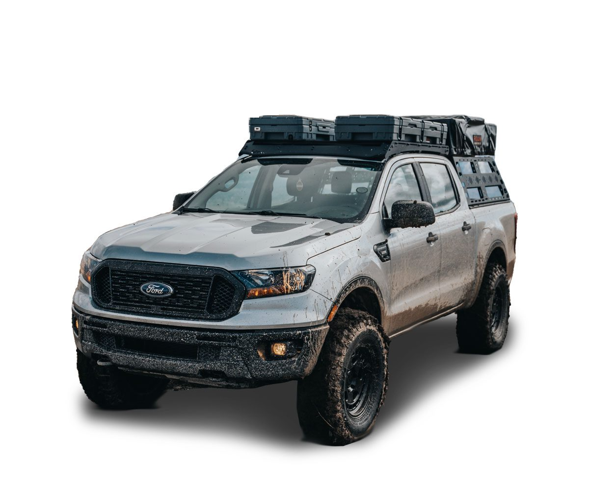 Open Box - Roof Rack | Ford Ranger Supercrew 19-Present | 40 Inch Cut Out | Powdercoat Black