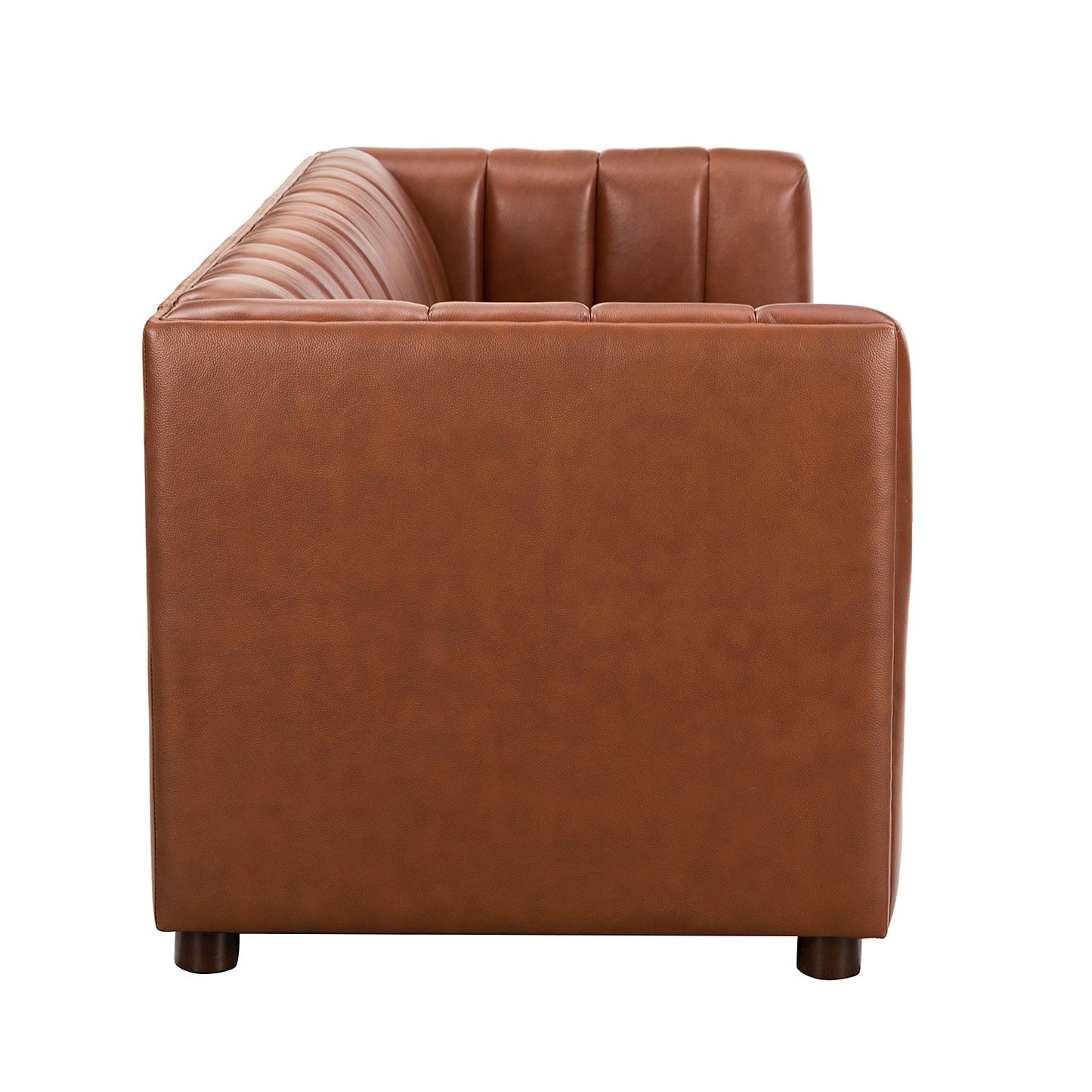 Ulysses Genuine Leather Sofa – Brown Channel-Tufted Luxury Sofa