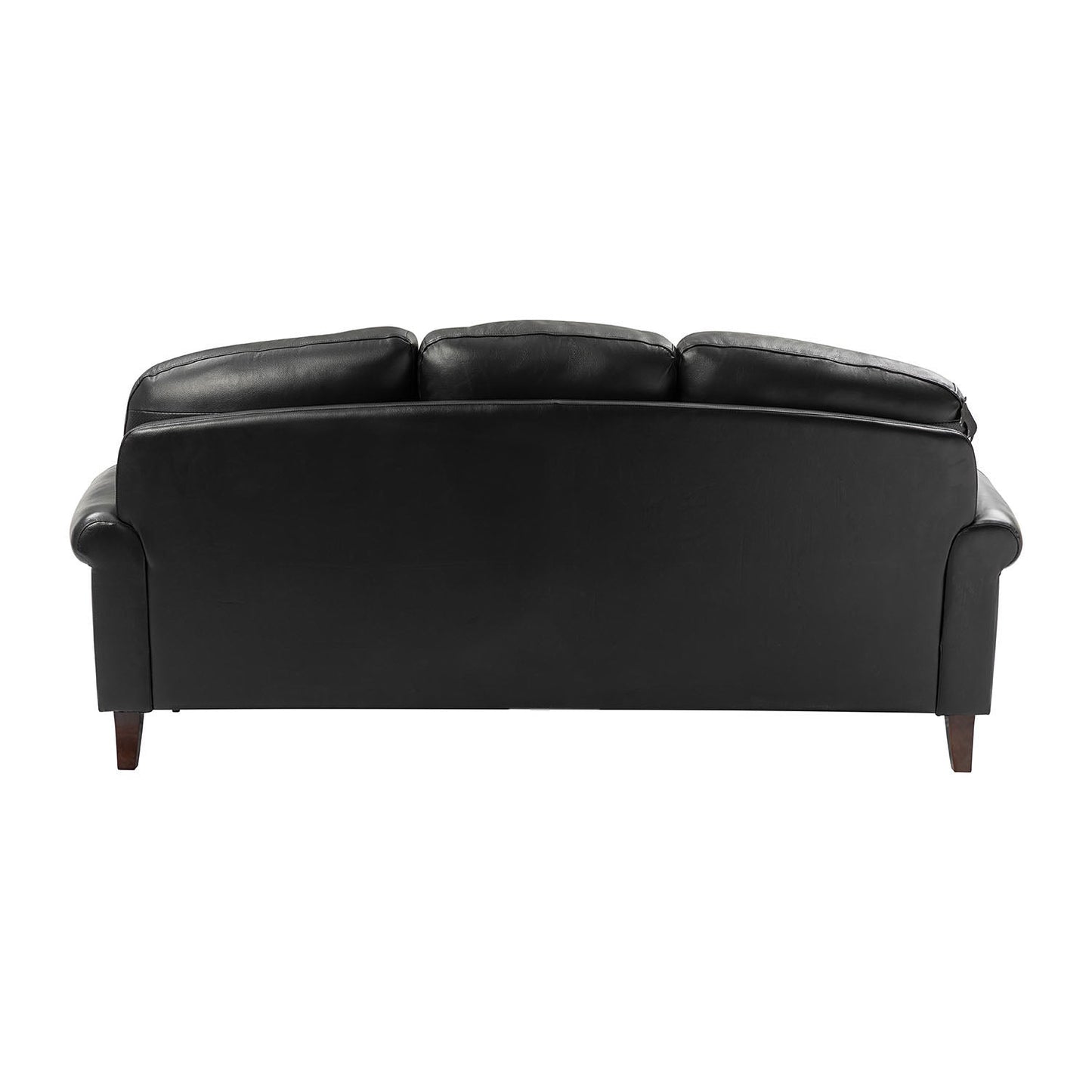 Dietmar Genuine Leather Sofa – Black Curved Leather Nailhead Sofa