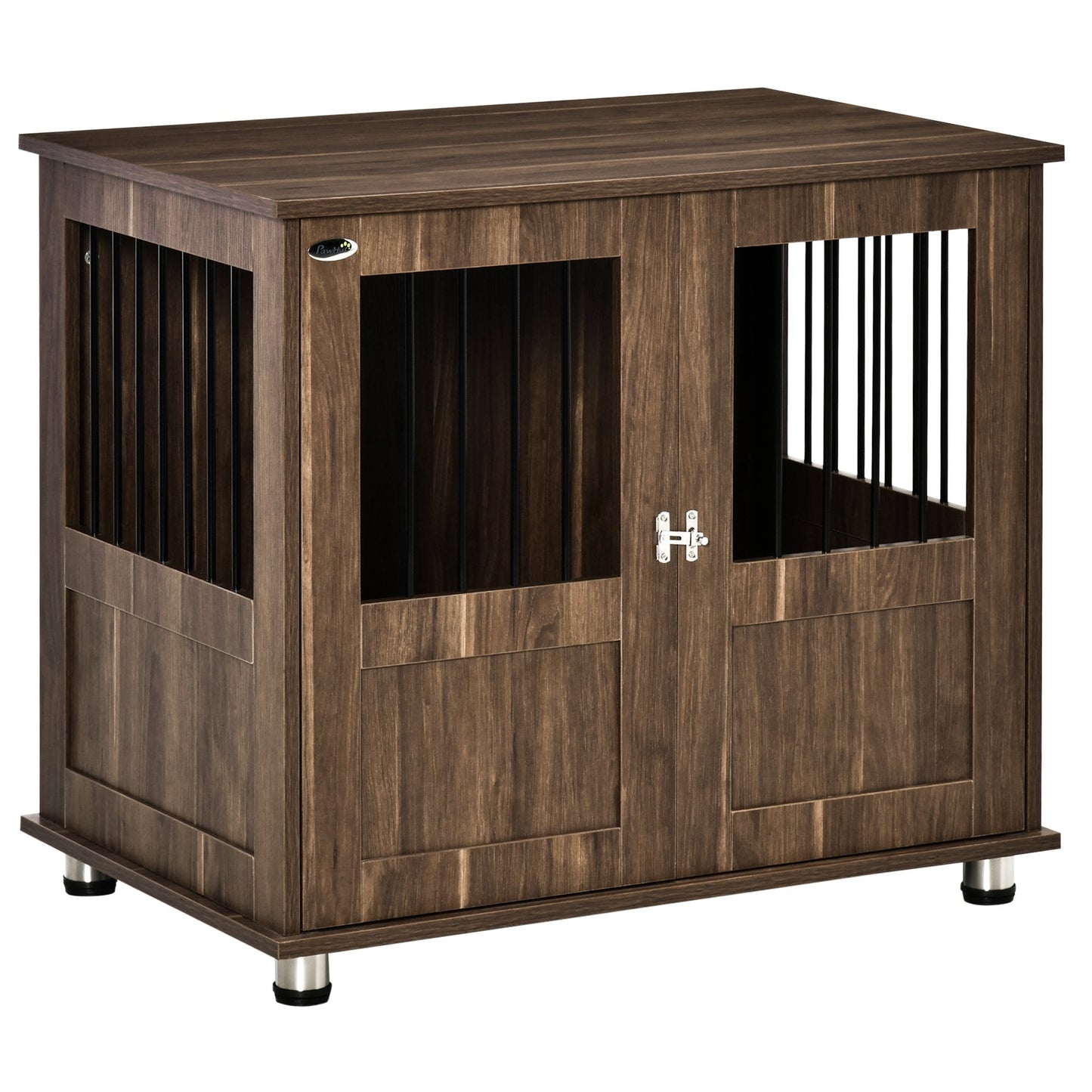 Furniture Style Dog Crate, Wooden & Wire End Table, Small & Medium Pet Crate with Magnetic Double Door Indoor Decorative Dog Kennel Cage, Brown