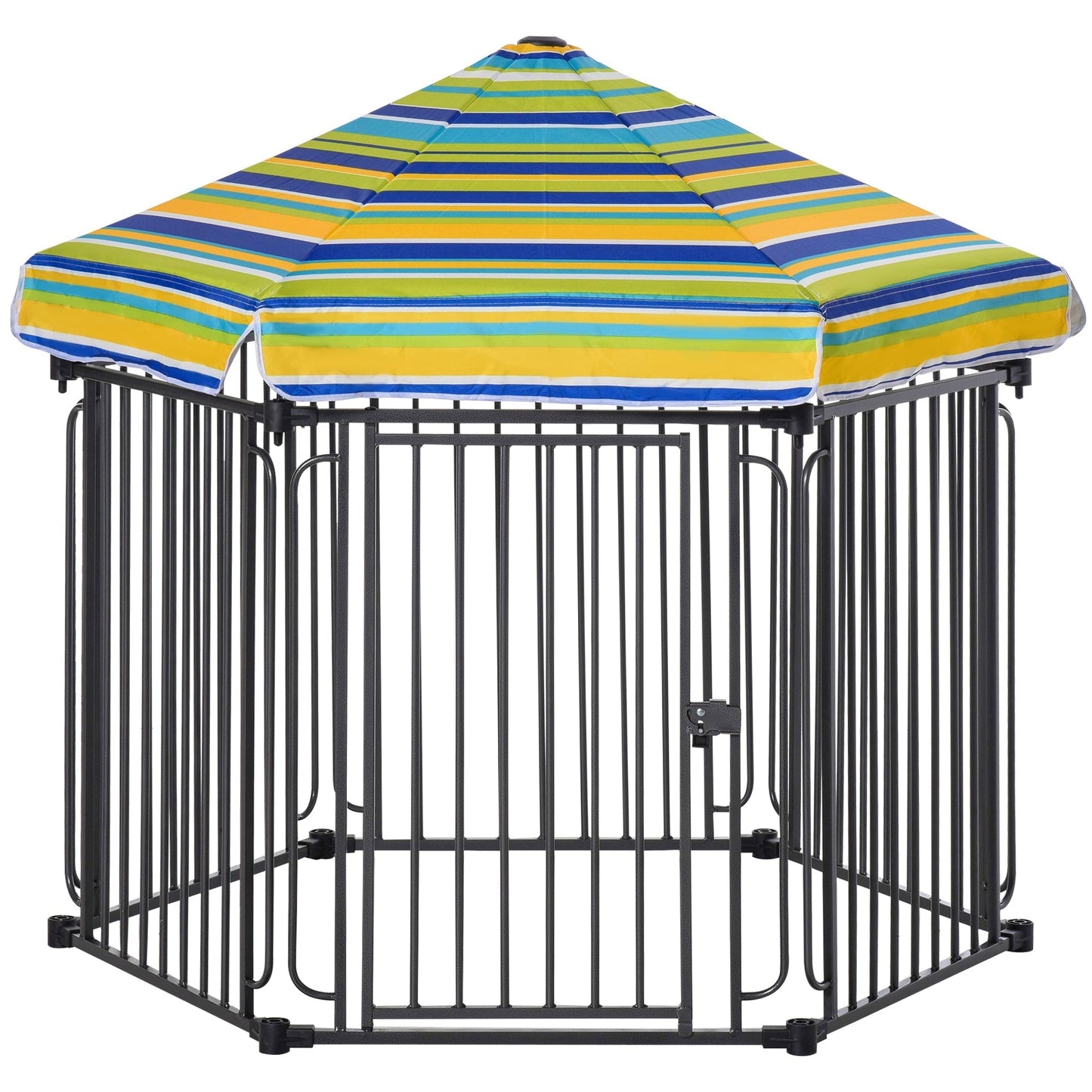47" Heavy-duty Pet Playpen Kennel with Door & Removable Cover 6 Panels Freestanding Puppy Crate Fence for Small Medium Sized Dogs
