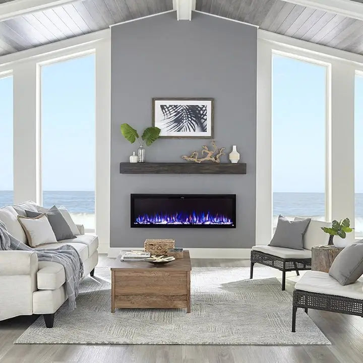 Touchstone Sideline Elite Smart 60″ WiFi-Enabled Recessed Electric Fireplaces.