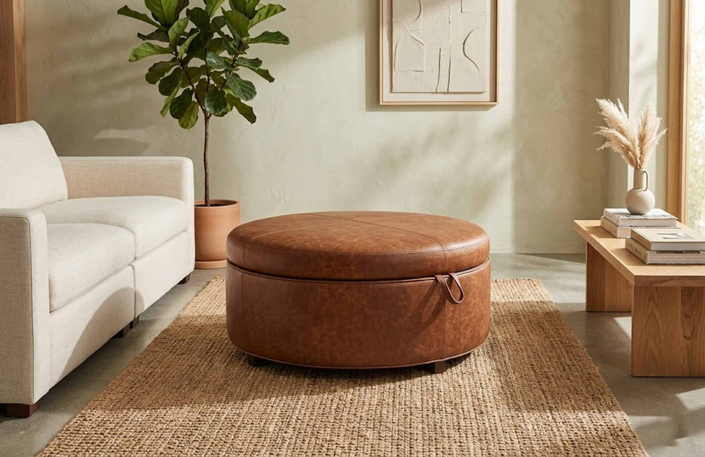 Lulu Leather Storage Ottoman