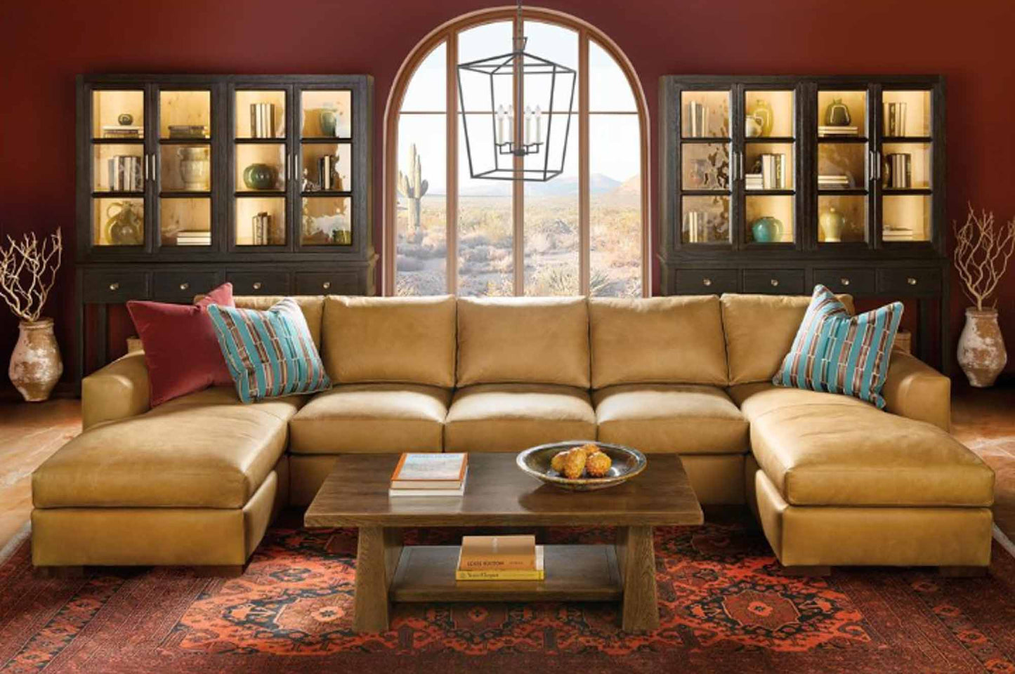 Donovan Leather Sofa With Chaise