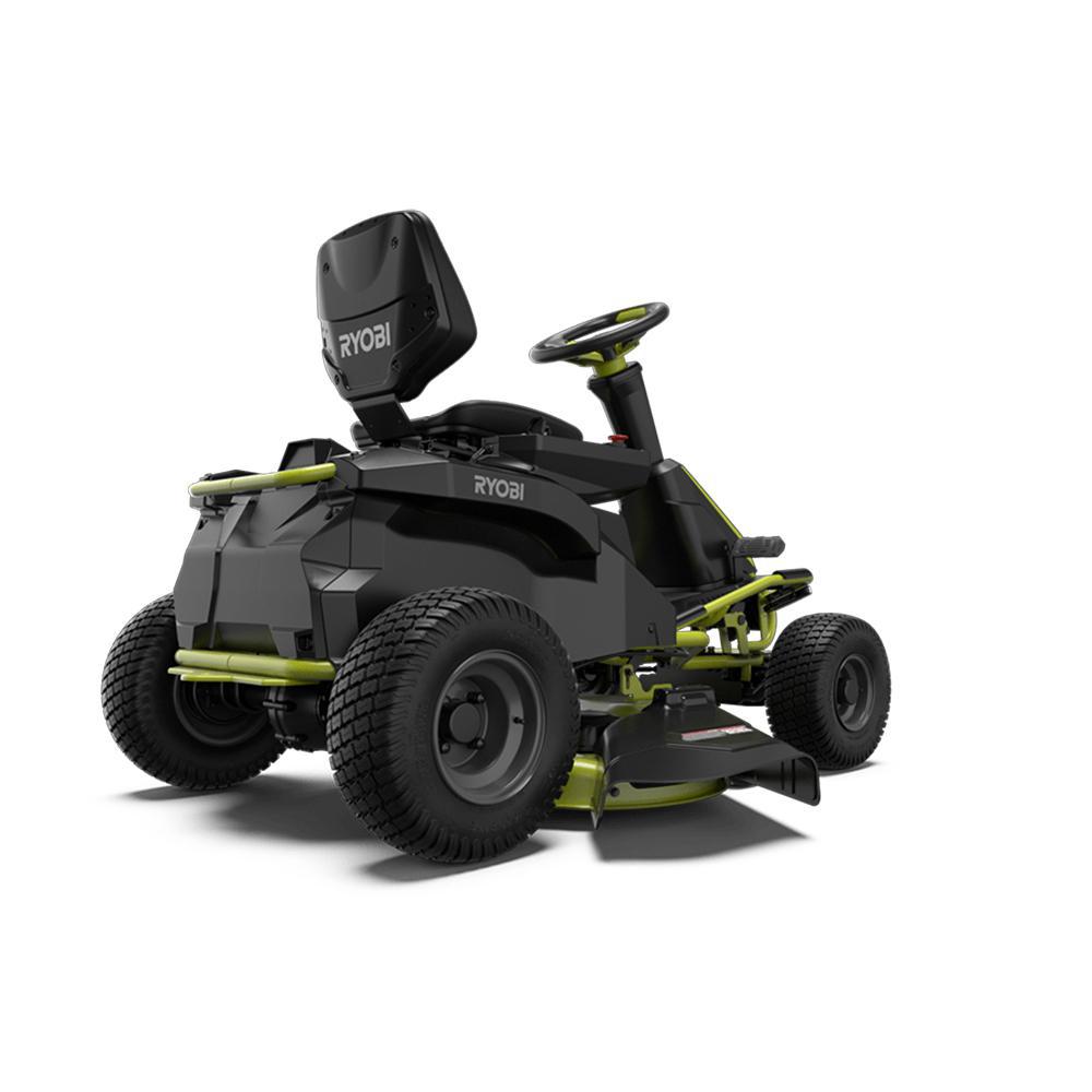 RYOBI 38 in. 100Ah Battery Electric Rear Engine Riding Lawn Mower and Bagging Kit