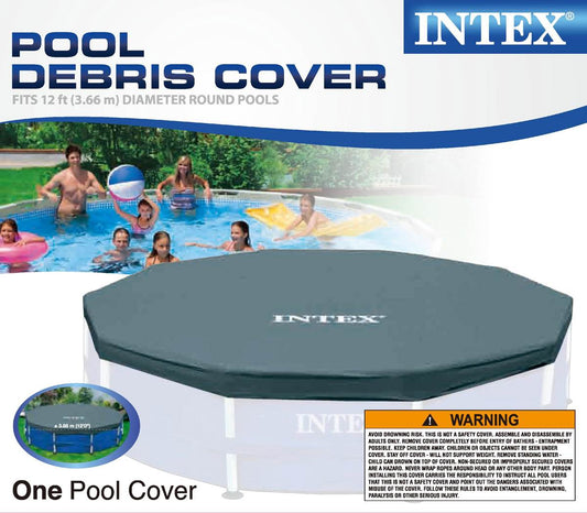 Intex 12-Foot Round Metal Frame Above Ground Swimming Pool Debris Cover image 0