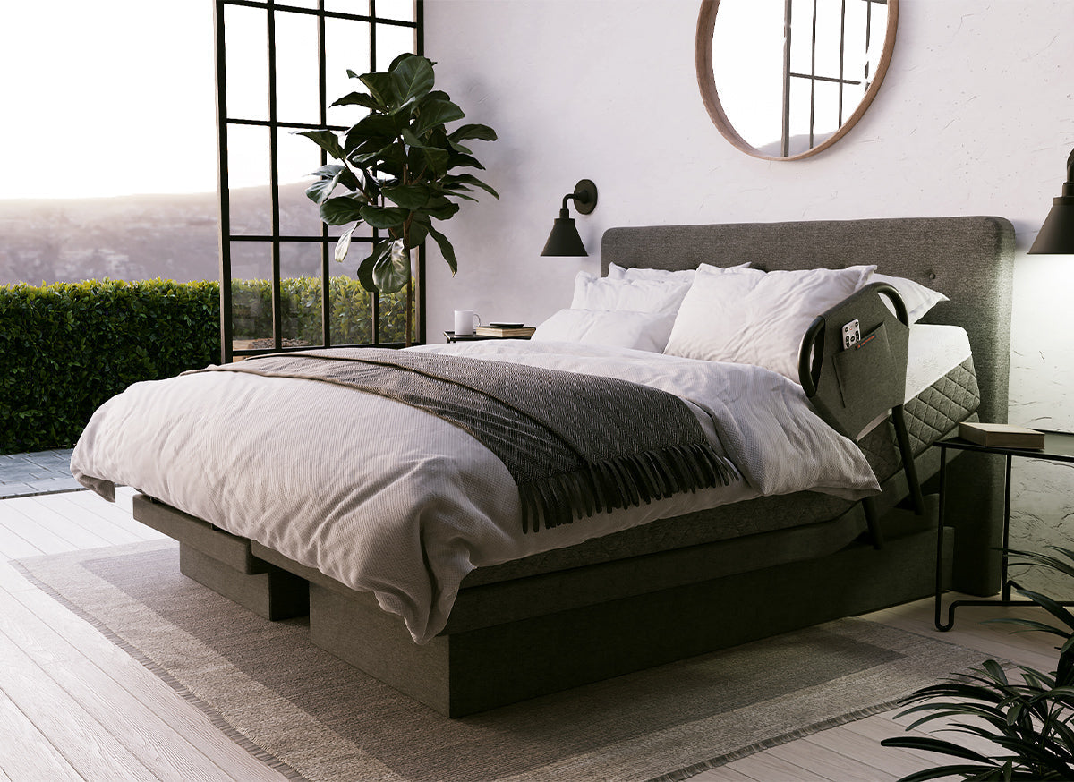The Dawn House Bed - Adjustable Base Split King Ivory - Floor Model