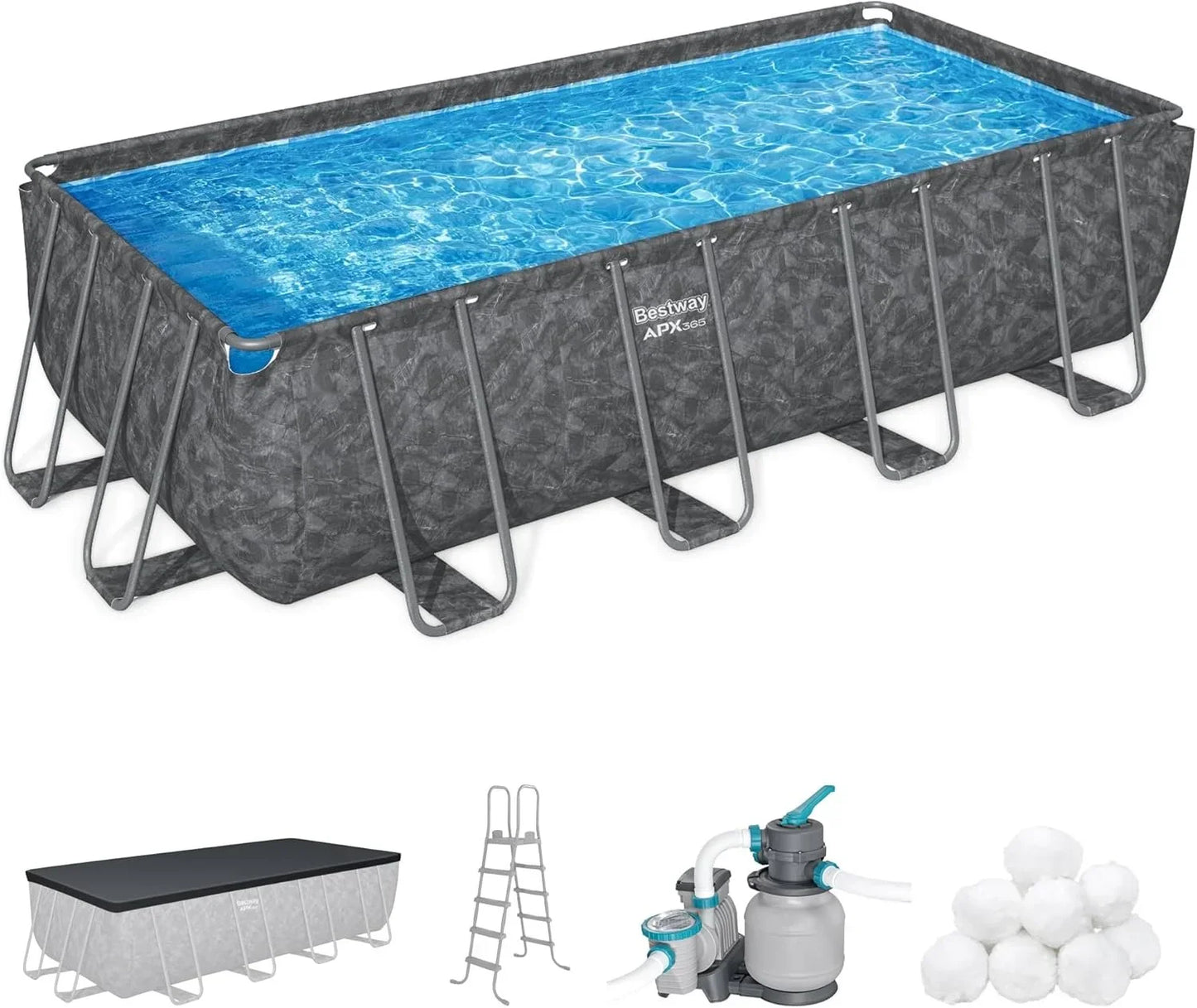 Bestway APX 365 18′ x 9′ x 52″ Rectangular Above Ground Swimming Pools