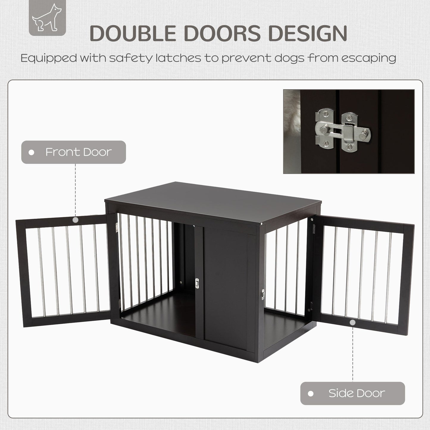 Furniture Style Indoor Dog Crate, End Table Pet Cage Kennel with Double Doors, and Locks, for Medium Dogs, Coffee